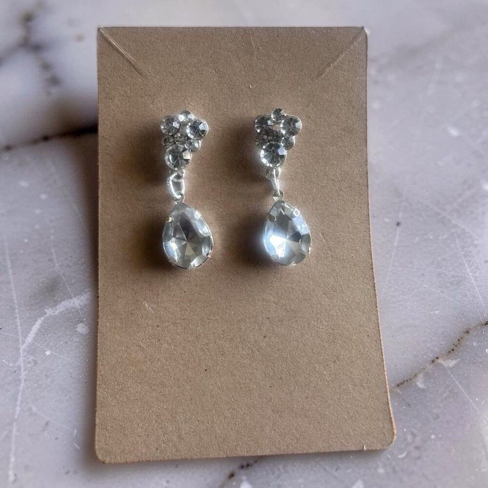 silver crystal chandelier earrings vintage
